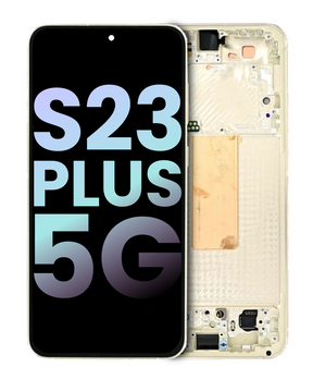 OLED Assembly With Frame Compatible For Samsung Galaxy S23 Plus 5G Replacement (US & International) (Service Pack) (Cream)