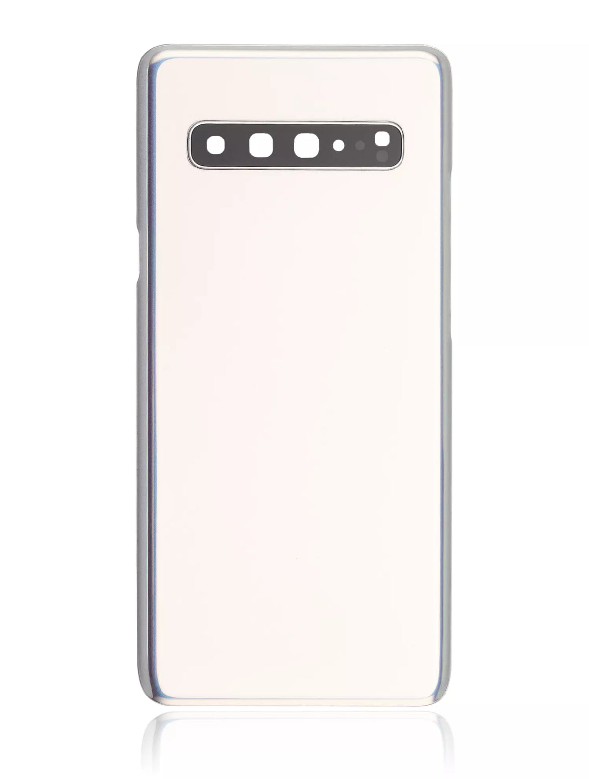 Back cover Glass With Camera Lens Compatible For Samsung Galaxy S10 5G Replacement (No Logo) (Vemake) (Crown Silver)