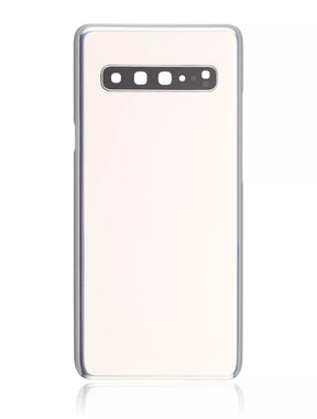 Back cover Glass With Camera Lens Compatible For Samsung Galaxy S10 5G Replacement (No Logo) (Vemake) (Crown Silver)