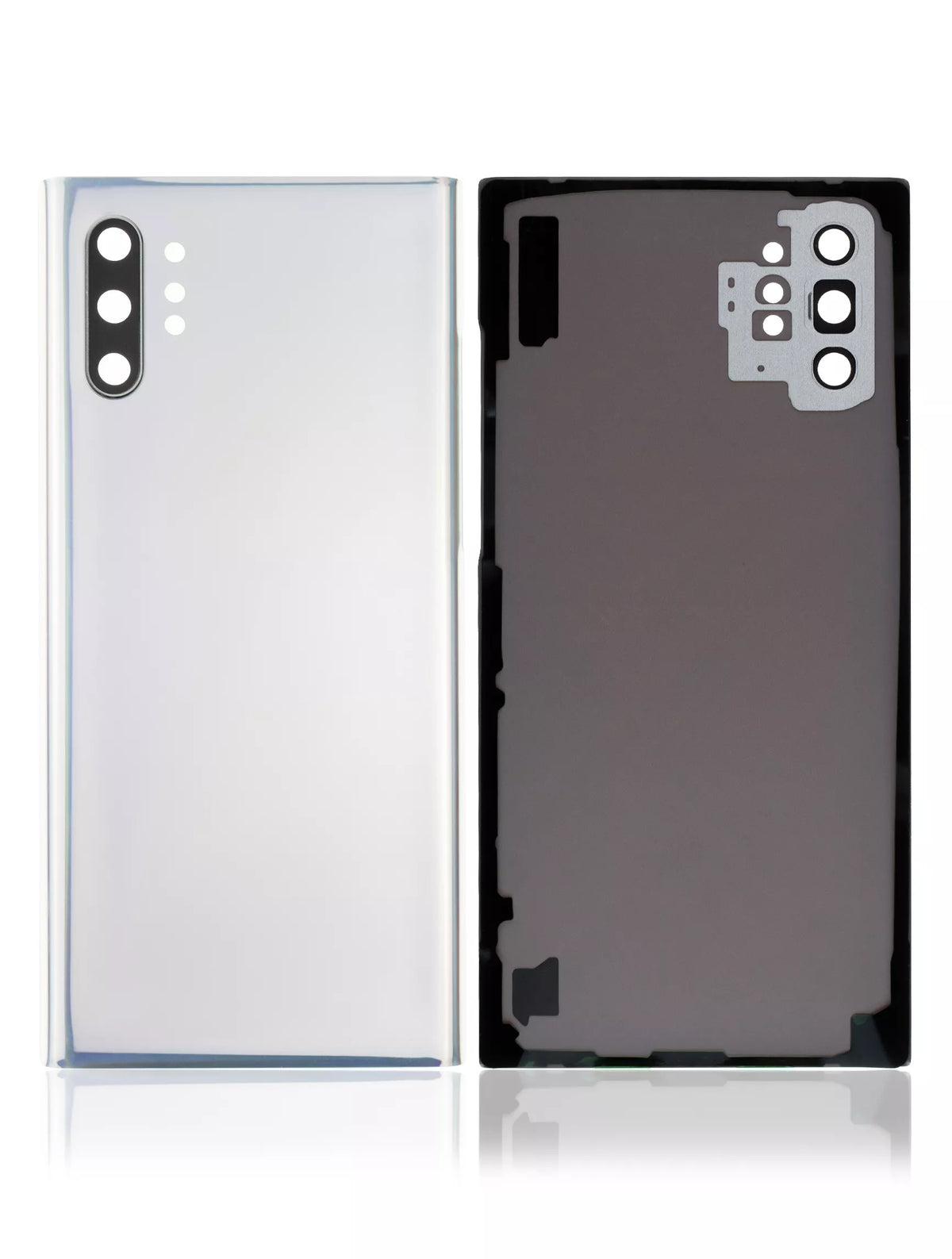 Replacement Back Cover Glass With Camera Lens Compatible For Samsung Galaxy Note 10 Plus / 5G (Service Pack) (Aura Glow / Silver)