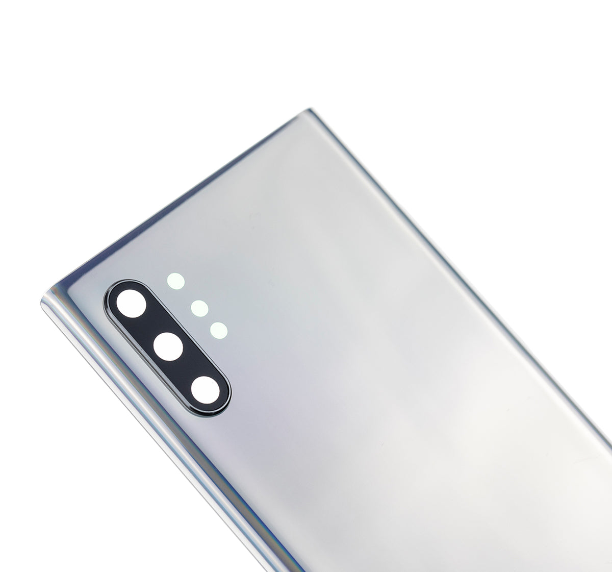 Replacement Back Cover Glass With Camera Lens Compatible For Samsung Galaxy Note 10 Plus / 5G (No Logo) (Vemake) (Aura Glow / Silver)