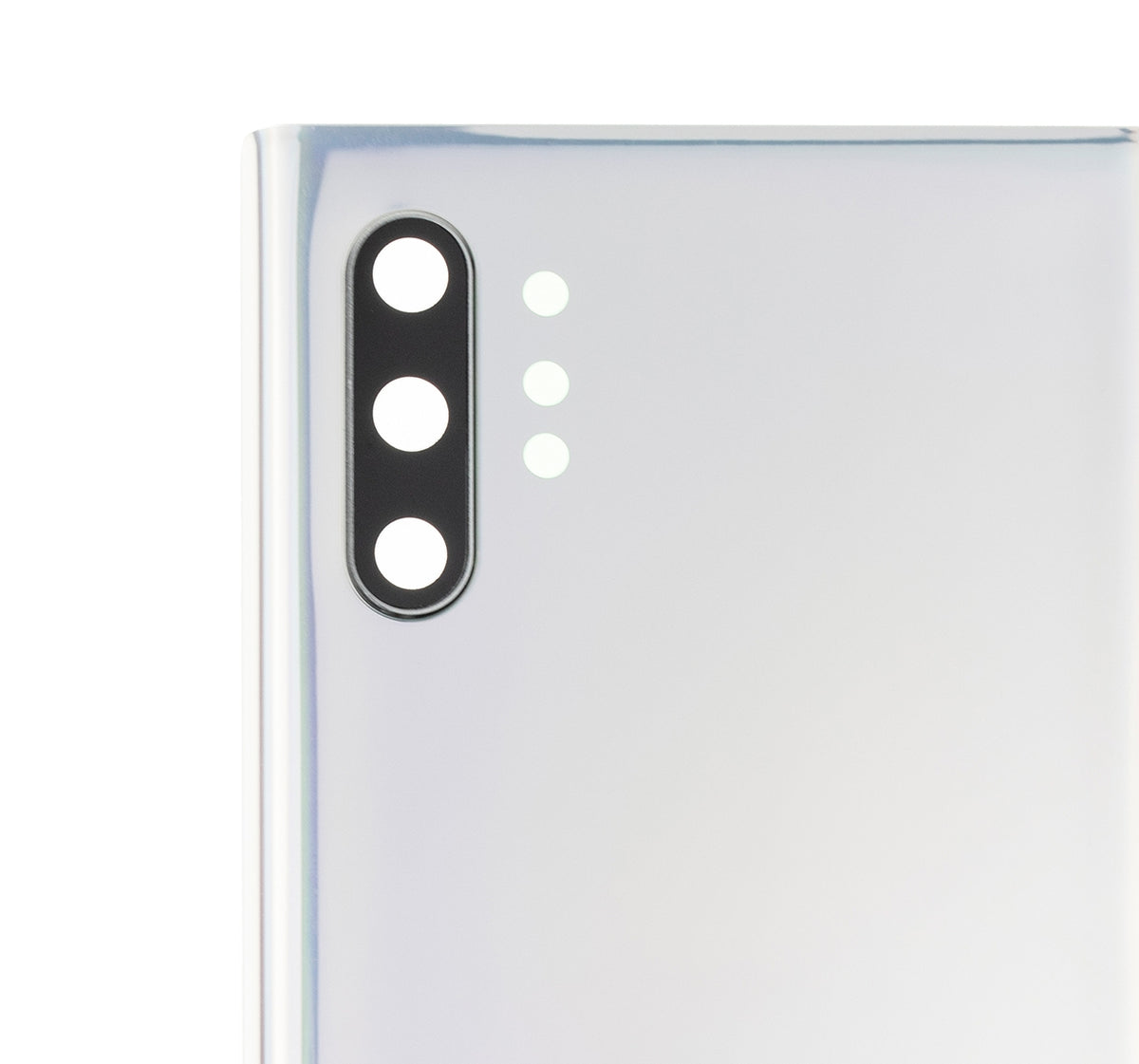 Replacement Back Cover Glass With Camera Lens Compatible For Samsung Galaxy Note 10 Plus / 5G (No Logo) (Vemake) (Aura Glow / Silver)