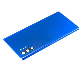 Replacement Back Cover Glass With Camera Lens Compatible For Samsung Galaxy Note 10 Plus / 5G (No Logo) (Vemake) (Aura Blue)