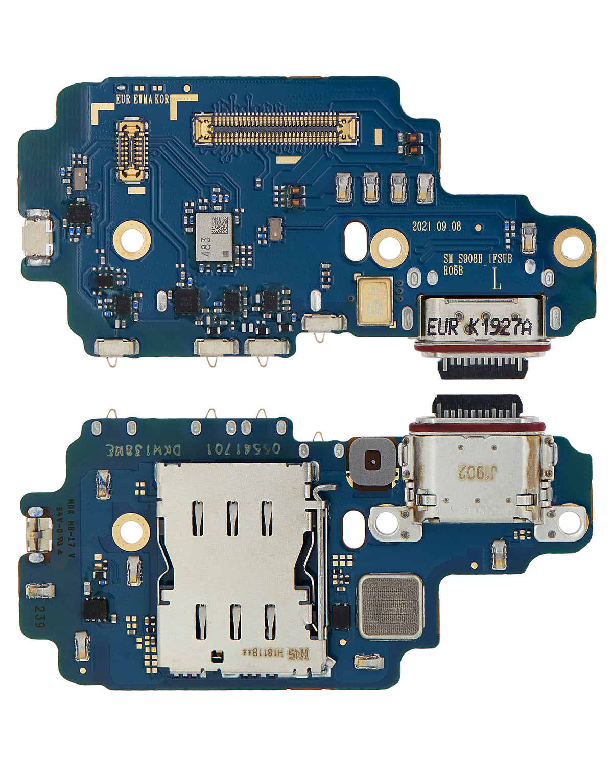 Charging Port Board With Sim Card Reader Compatible For Samsung Galaxy S22 Ultra 5G Replacement (S908B/N) (International Version)