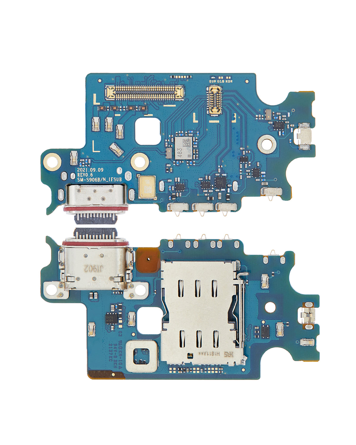 Charging Port Board With Sim Card Reader Compatible For Samsung Galaxy S22 Plus 5G  Replacement  by MacFactory.Store (S906B/N) (International Version)