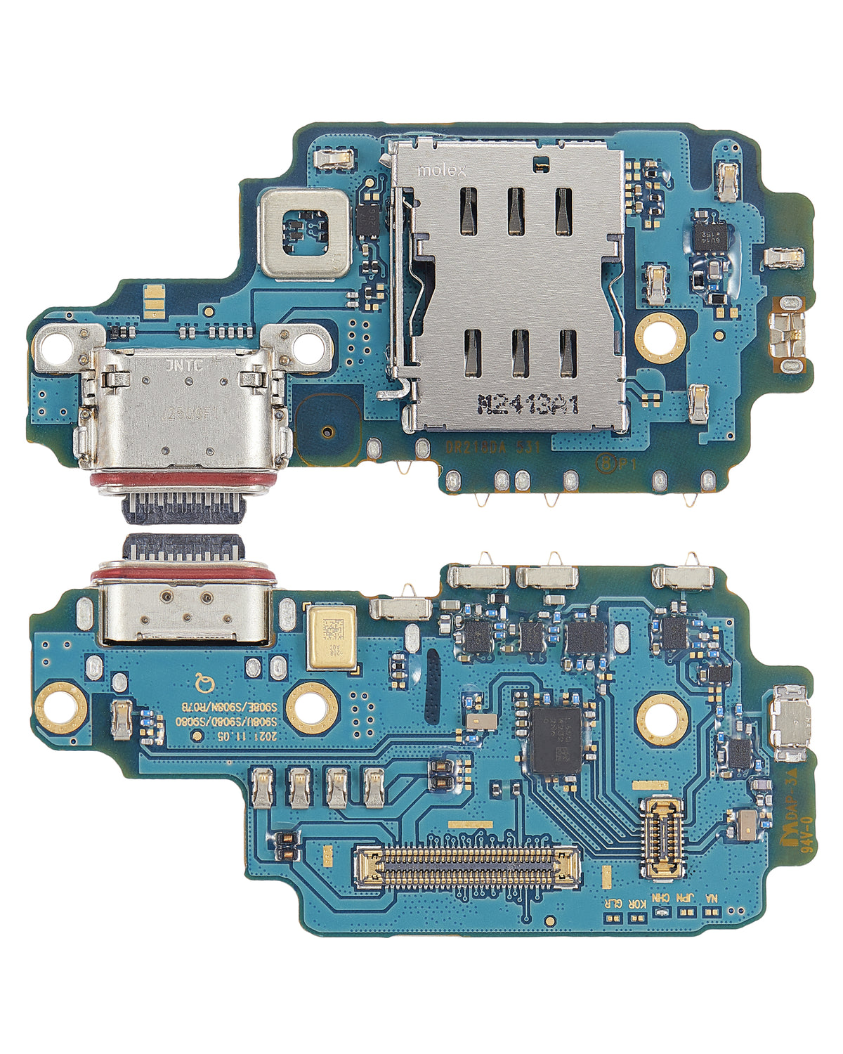 Replacement Charging Port Board With Sim Card Reader Compatible For Samsung Galaxy S22 Ultra 5G (S9080) (Dual Sim Version)