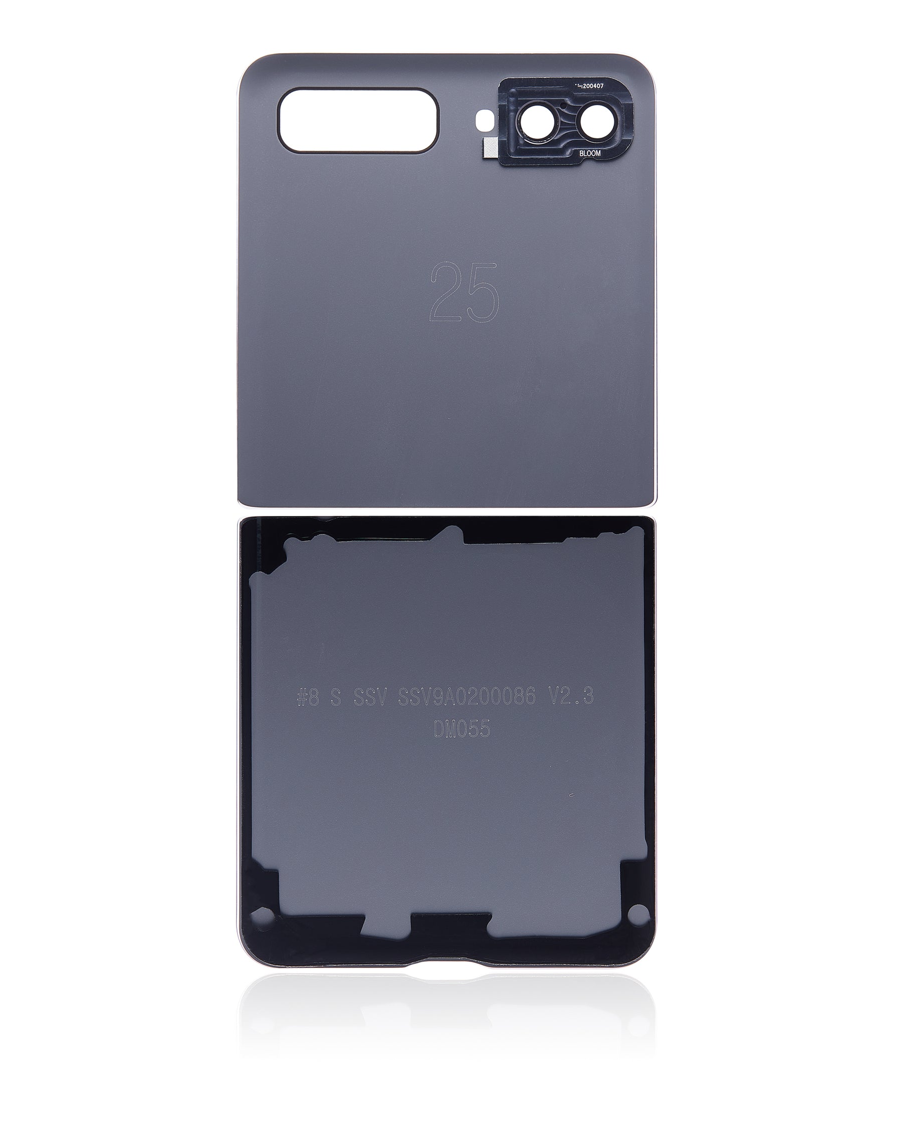 Replacement Back Cover Glass With Camera Lens Compatible For Samsung Galaxy Z Flip 4G (F700) (Mirror Black)