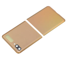 Replacement Back Cover Glass With Camera Lens Compatible For Samsung Galaxy Z Flip 4G (F700) (Mirror Gold)