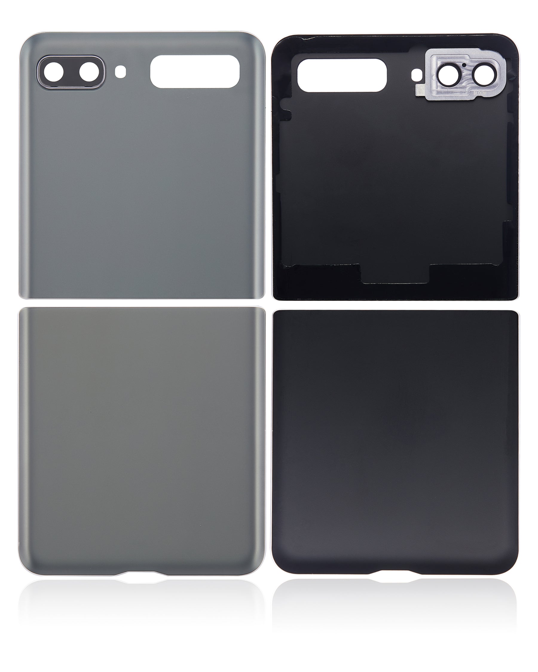 Back Cover Glass With Camera Lens Compatible For Samsung Galaxy Z Flip 5G Replacement (F707) (Vemake) (Mystic Gray)