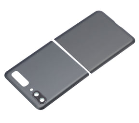 Back Cover Glass With Camera Lens Compatible For Samsung Galaxy Z Flip 5G Replacement (F707) (Vemake) (Mystic Gray)