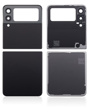 Back Cover Glass With Camera Lens Compatible For Samsung Galaxy Z Flip 3 5G Replacement (Vemake) (Phantom Black)