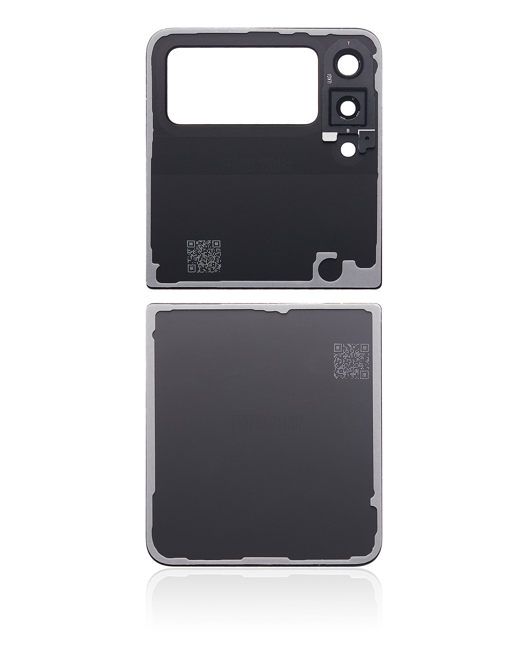 Back Cover Glass With Camera Lens Compatible For Samsung Galaxy Z Flip 3 5G Replacement (Vemake) (Phantom Black)