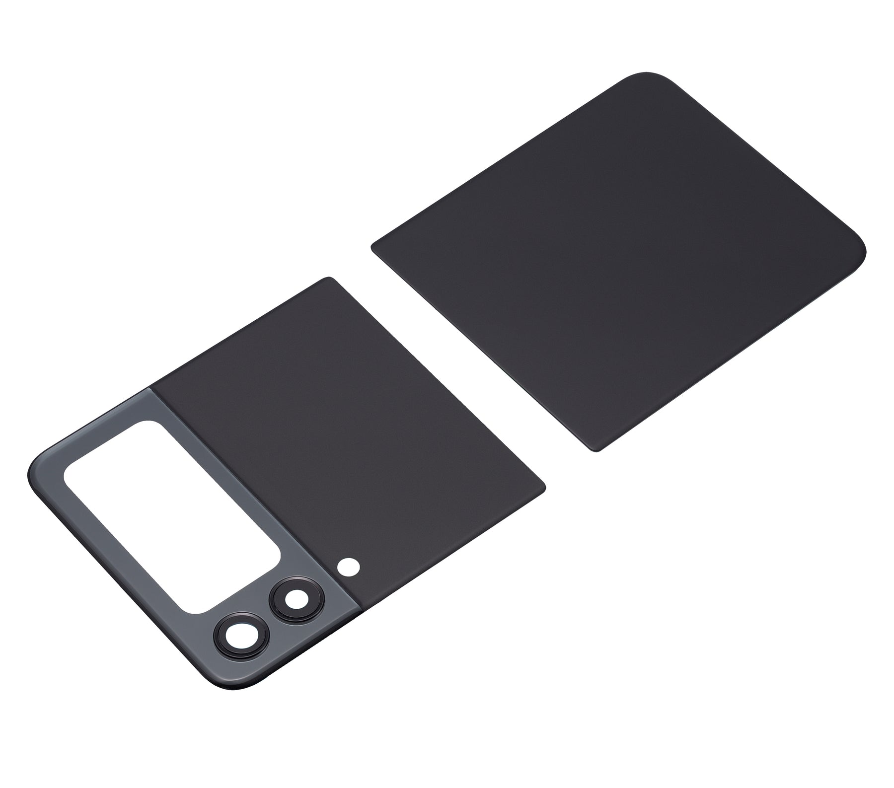 Back Cover Glass With Camera Lens Compatible For Samsung Galaxy Z Flip 3 5G Replacement (Vemake) (Phantom Black)