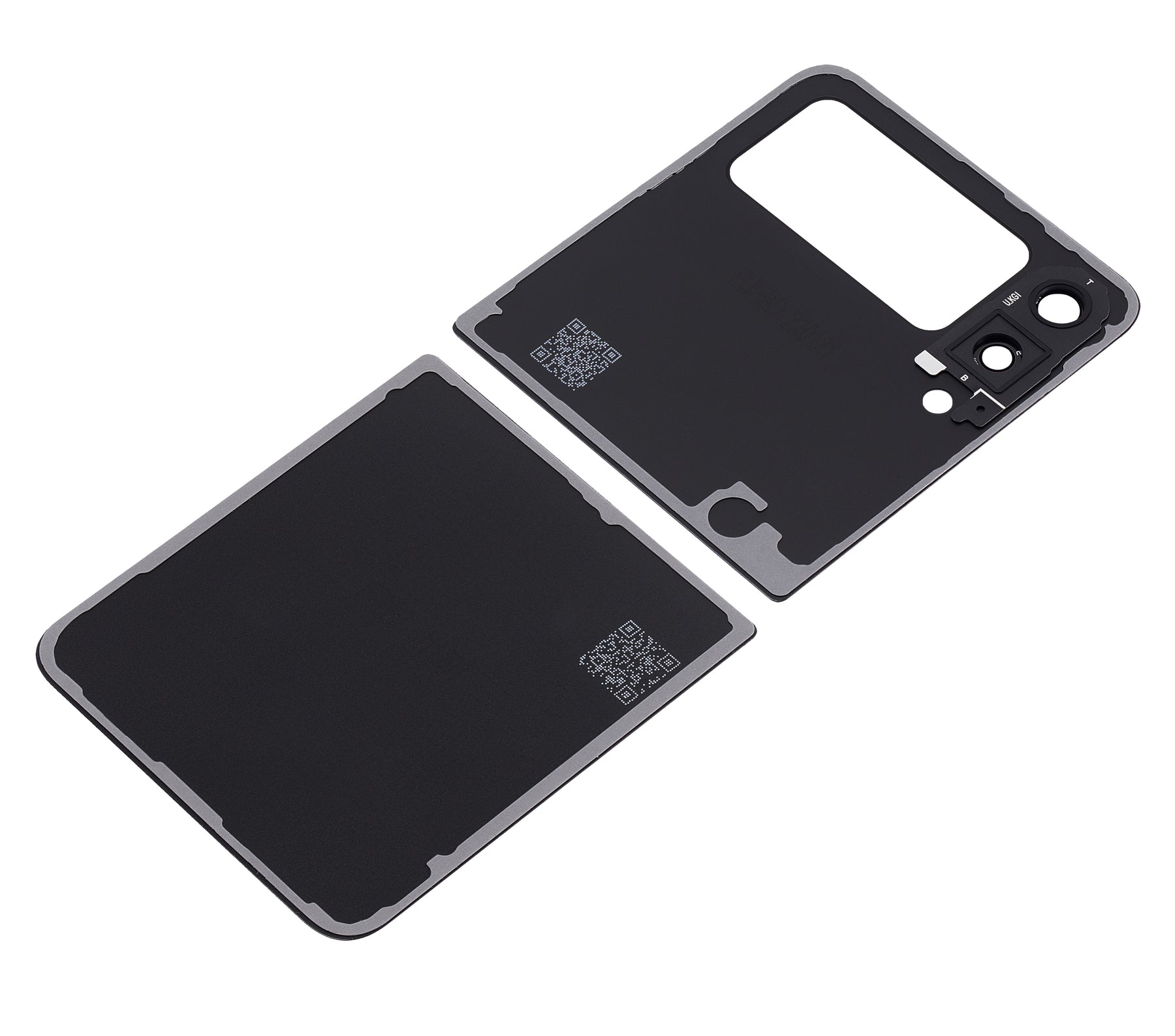 Back Cover Glass With Camera Lens Compatible For Samsung Galaxy Z Flip 3 5G Replacement (Vemake) (Phantom Black)