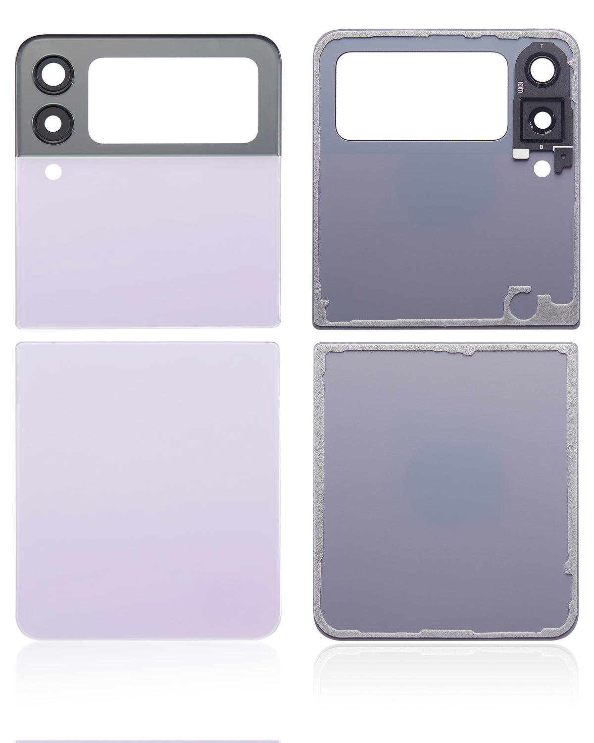 Replacement Back Cover Glass With Camera Lens Compatible For Samsung Galaxy Z Flip 3 5G (Vemake) (Lavender)