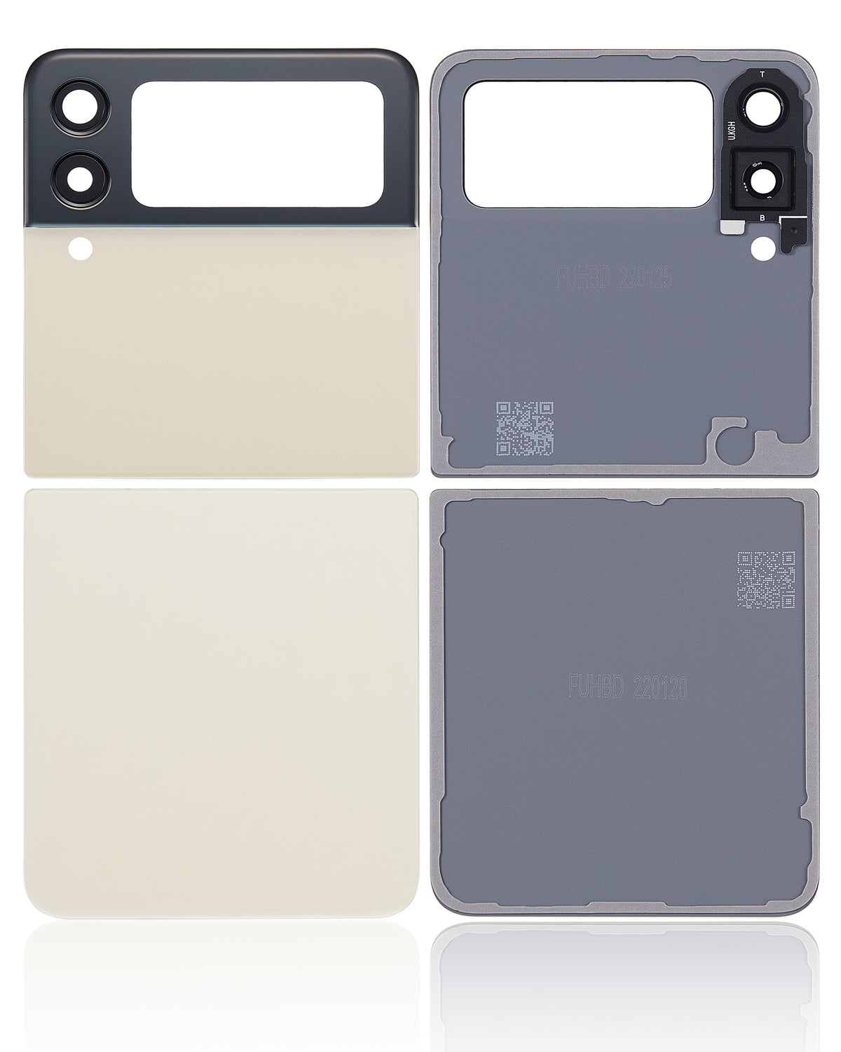 Back Cover Glass With Camera Lens Compatible For Samsung Galaxy Z Flip 3 5G Replacement (Vemake) (Cream)