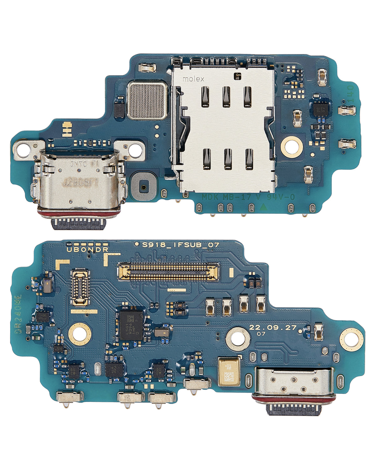 Replacement Charging Port Board With Sim Card Reader Compatible For Samsung Galaxy S23 Ultra 5G (S918U) (US Version)