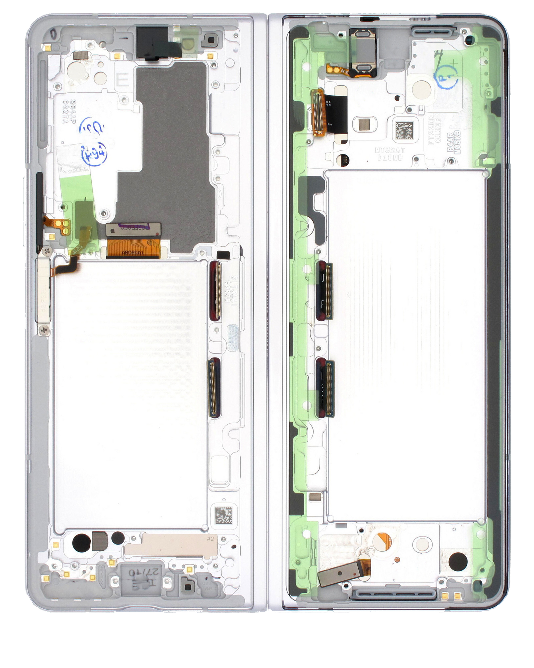 Replacement Inner OLED Assembly With Frame Compatible For Samsung Galaxy Z Fold 3 5G (US & International) (Service Pack) (Phantom Silver)