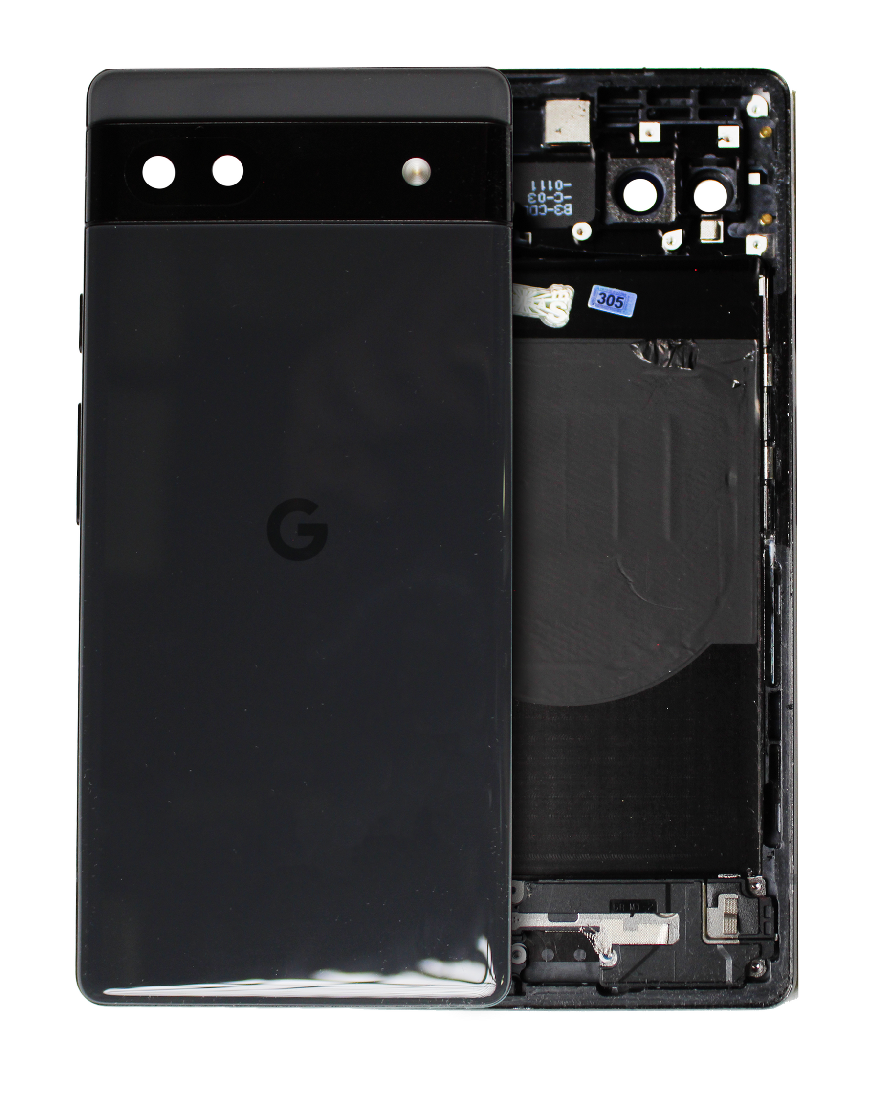 Back Housing for Google Pixel 6a Replacement (Used OEM Pull: Grade B/C) (Charcoal)