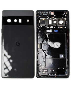 Back Housing Compatible For Google Pixel 6 Pro Replacement (Used OEM Pull: Grade B/C) (Stormy Black)