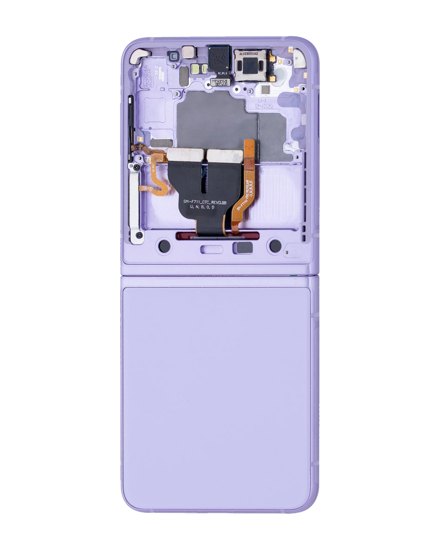 Inner OLED Assembly With Frame Compatible For Samsung Galaxy Z Flip 3 5G Replacement (US & International) (Refurbished) (Lavender)