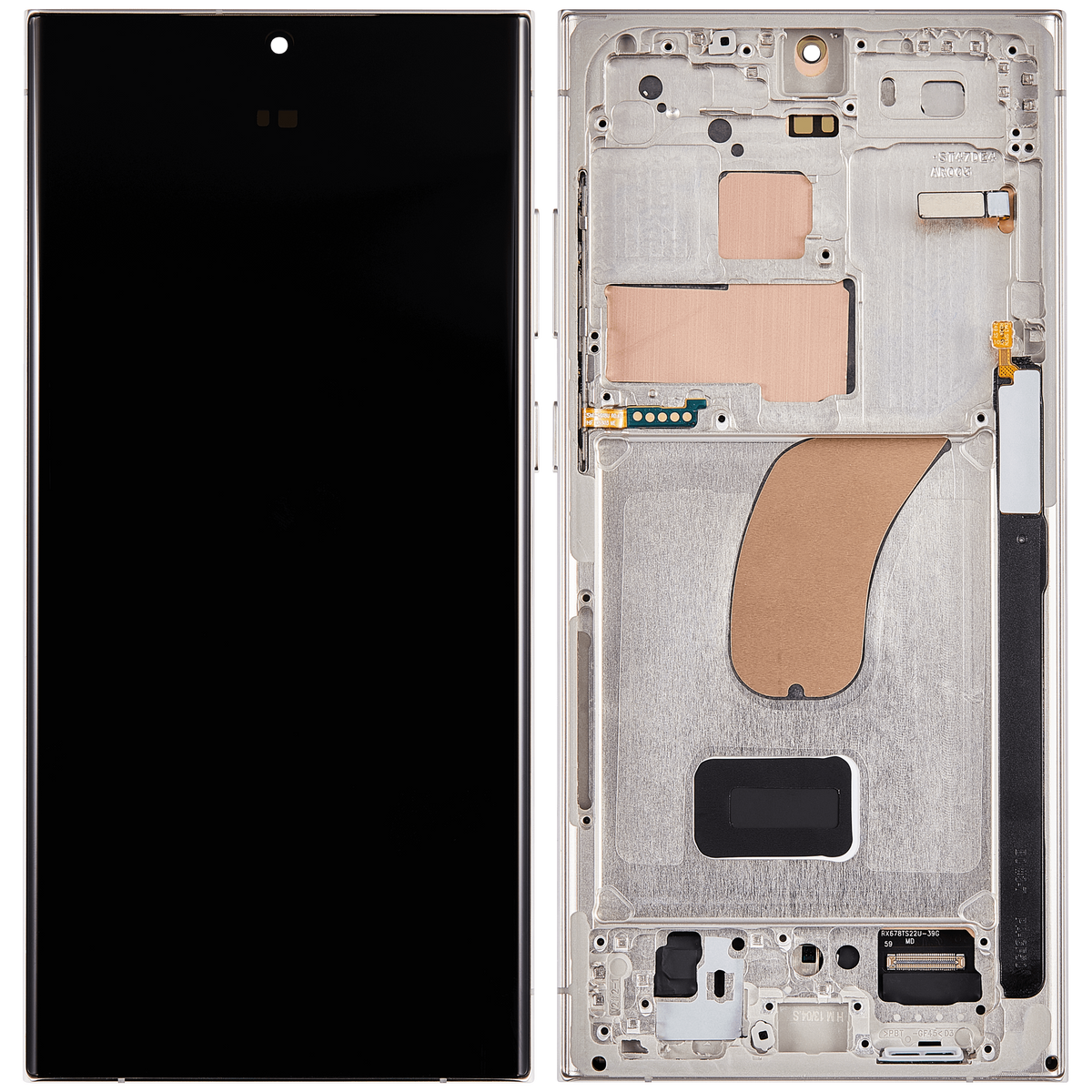 OLED Assembly With Frame Compatible For Samsung Galaxy S23 Ultra 5G Replacement(US & International) (Service Pack) (Cream)