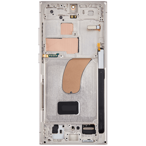 OLED Assembly With Frame Compatible For Samsung Galaxy S23 Ultra Replacement(US & International) (Vemake) (Cream)