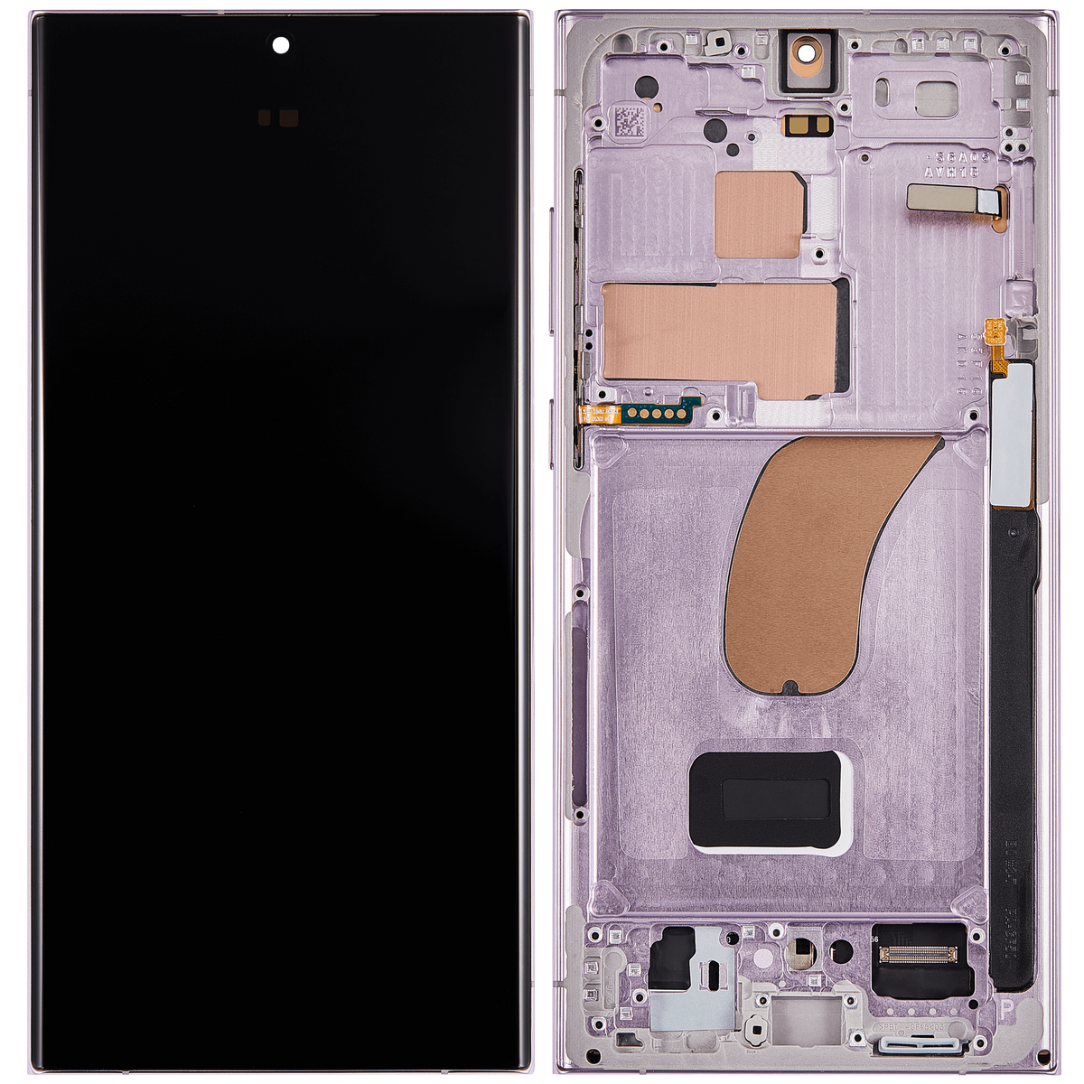 OLED Assembly With Frame Compatible For Samsung Galaxy S23 Ultra Replacement(US & International) (VeMake) (Lavender)