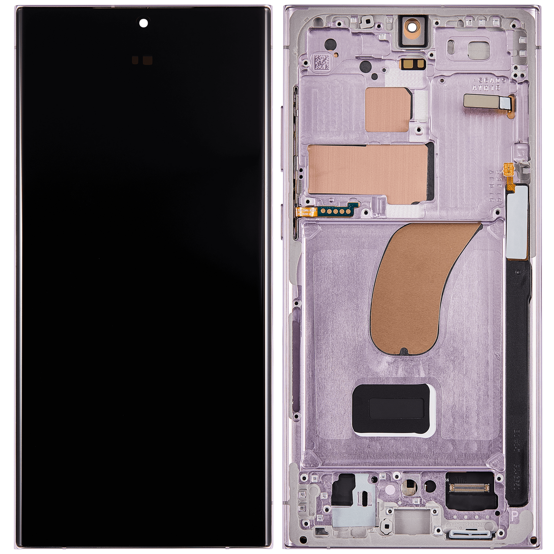 OLED Assembly With Frame Compatible For Samsung Galaxy S23 Ultra Replacement(US & International) (VeMake) (Lavender)