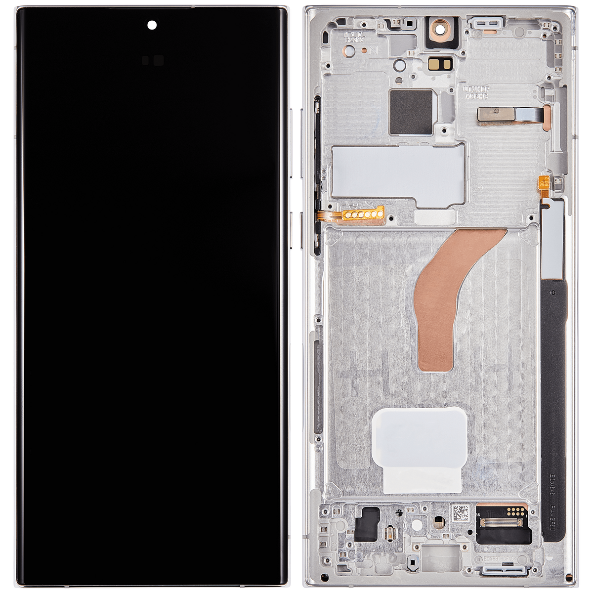 OLED Assembly With Frame Compatible For Samsung Galaxy S22 Ultra 5G Replacement (Service Pack) (Phantom White)