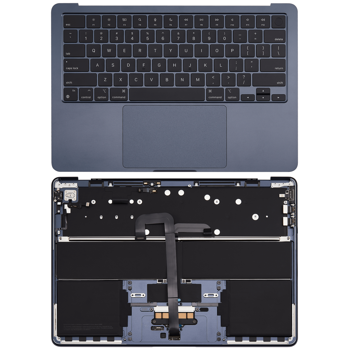 Top Case Assembly With Battery And Keyboard Compatible For MacBook Air 13" (A2681 / Mid 2022) (US Keyboard) (Midnight)