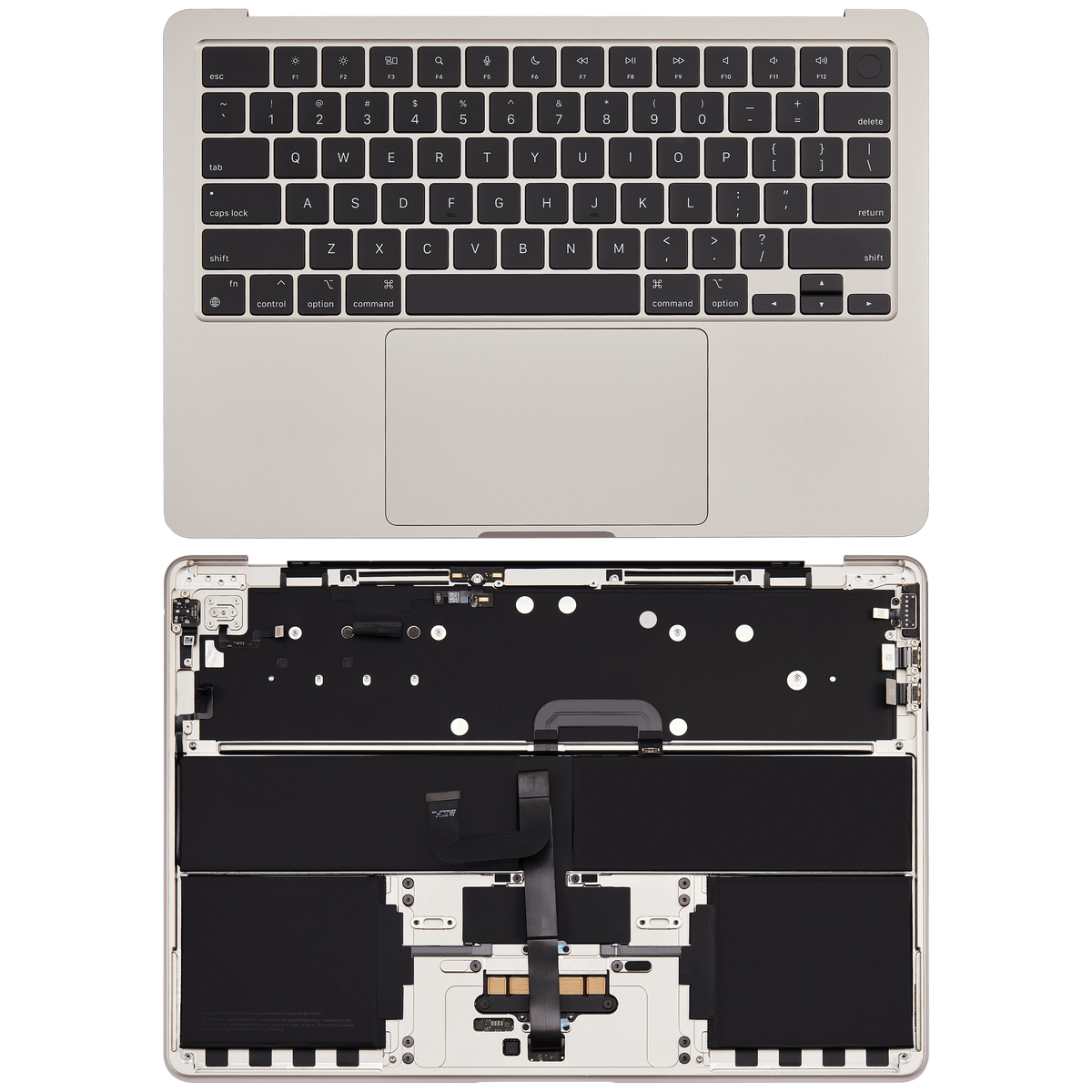 Top Case Assembly With Battery And Keyboard Compatible For MacBook Air 13" (A2681 / Mid 2022) (US Keyboard) (Starlight)