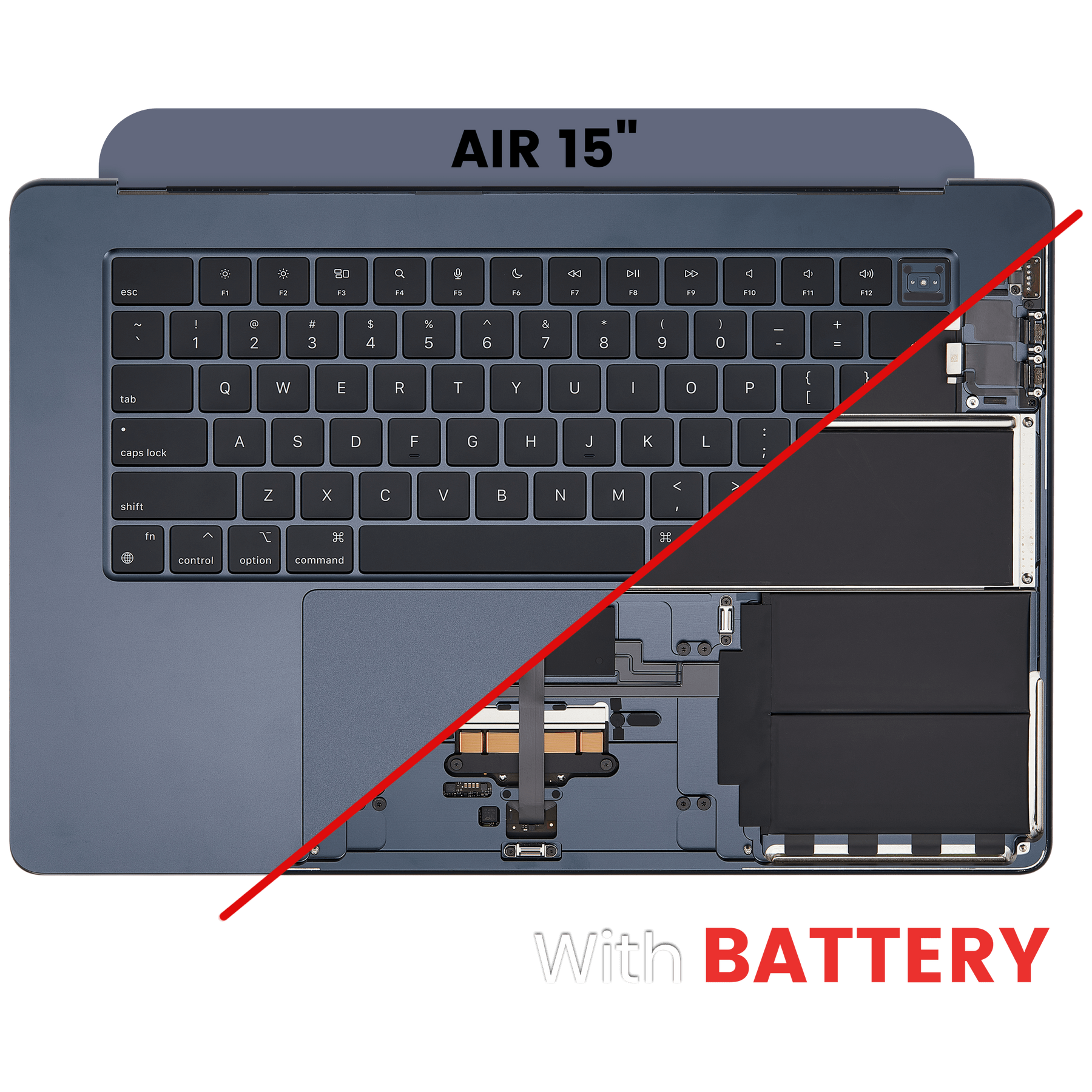 Top Case Assembly With Battery And Keyboard Compatible For MacBook Air 15" (A2941 / Mid 2023) (US Keyboard) (Midnight)