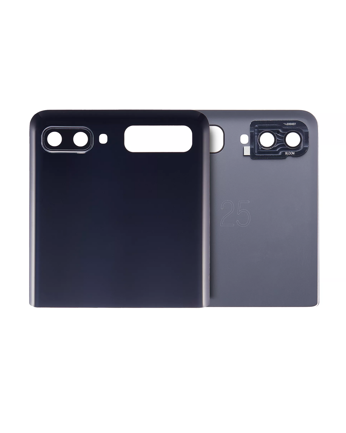 Replacement Top LCD Back Cover with Camera Lens (Top Only) Compatible For Samsung Galaxy Z Flip 4G (F700) / Z Flip 5G (F707) (Service Pack) (Mirror Black)