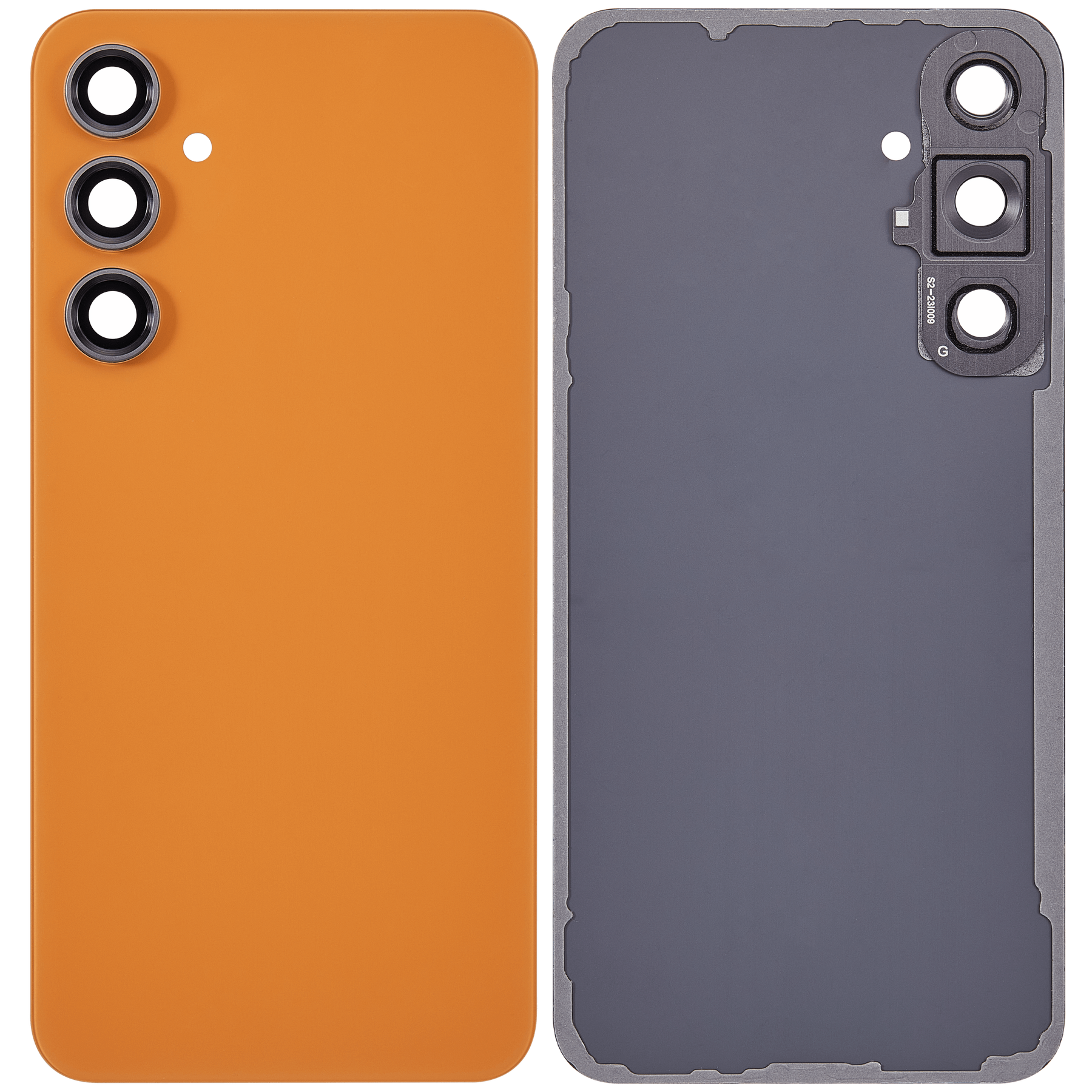 Back cover Glass With Camera Lens Compatible For Samsung Galaxy S23 FE 5G Replacement (Vemake) (Tangerine)