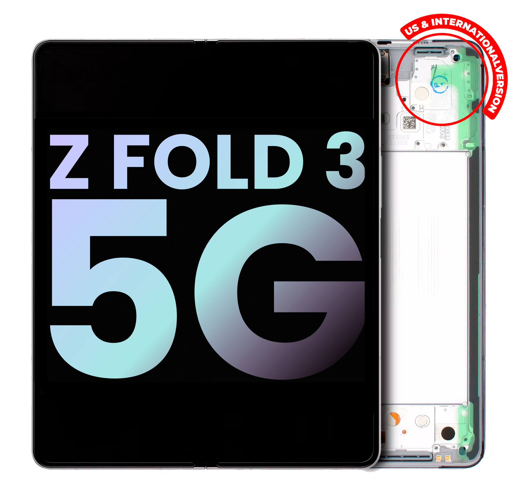 Replacement Inner OLED Assembly With Frame Compatible For Samsung Galaxy Z Fold 3 5G (US & International) (Service Pack) (Phantom Silver)