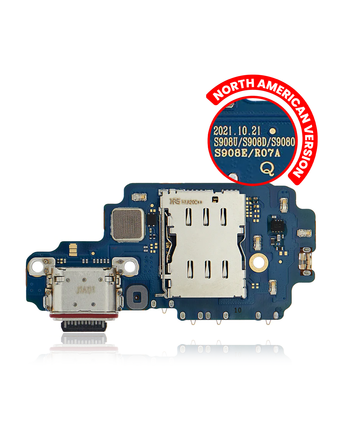 Replacement Charging Port Board With Sim Card Reader Compatible For Samsung Galaxy S22 Ultra 5G (US Version) (Service Pack)