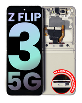 Replacement Inner OLED Assembly With Frame Compatible For Samsung Galaxy Z Flip 3 5G (US & International) (Service Pack) (Cream)