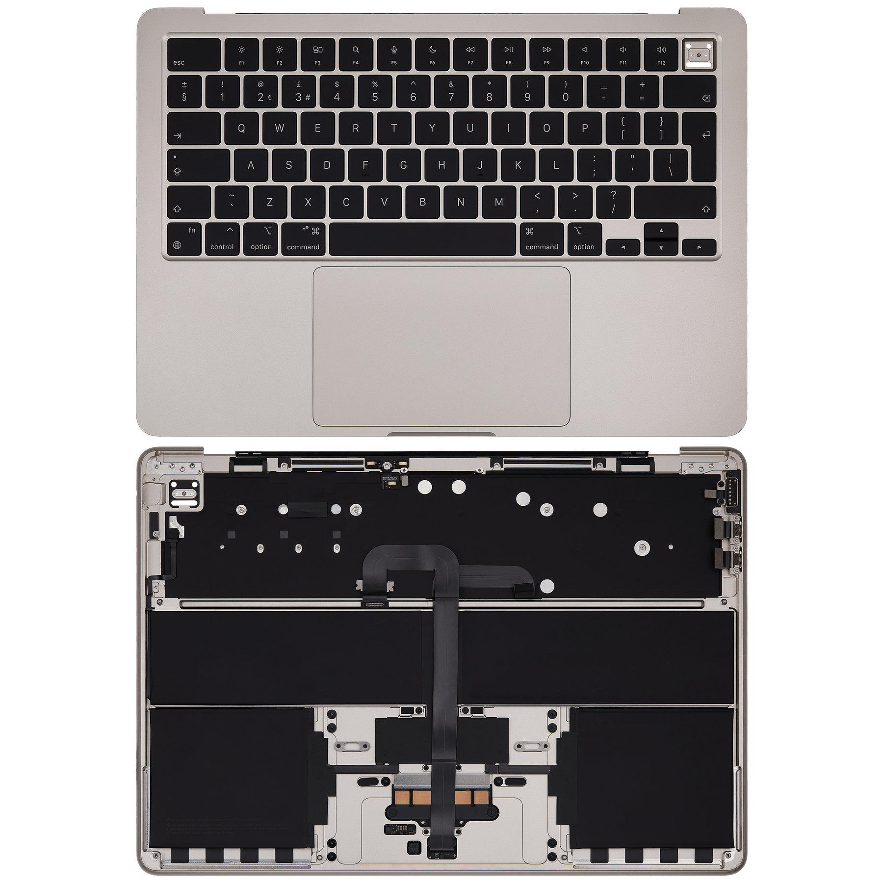 Top Case Assembly With Battery And Keyboard Compatible For MacBook Air 13" (A2681 / Mid 2022) (Starlight) (UK Keyboard)