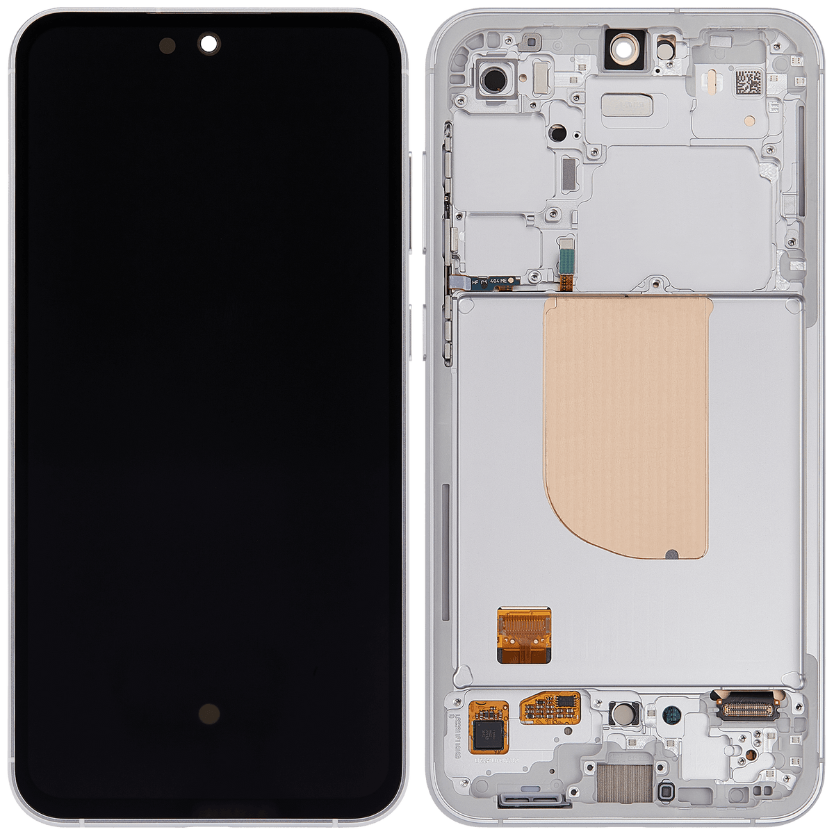 OLED Assembly With Frame Compatible For Samsung Galaxy S23 FE 5G Replacement by MacFactory.Store(International Version) (Refurbished) (Mint / Cream / Purple / Indigo / Tangerine)