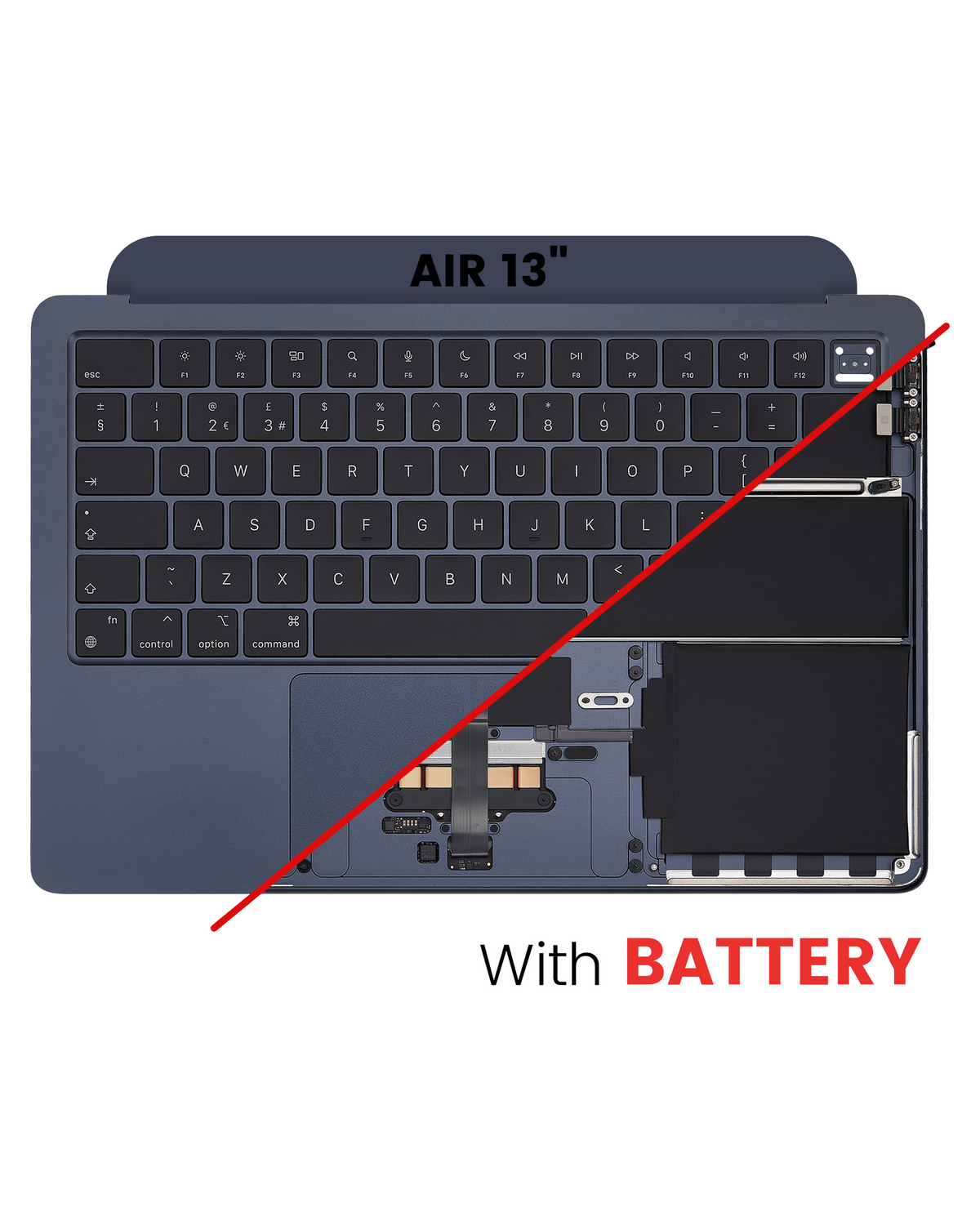 Top Case Assembly With Battery And Keyboard Compatible For MacBook Air 13" (A2681 / Mid 2022) (Midnight) (UK Keyboard)