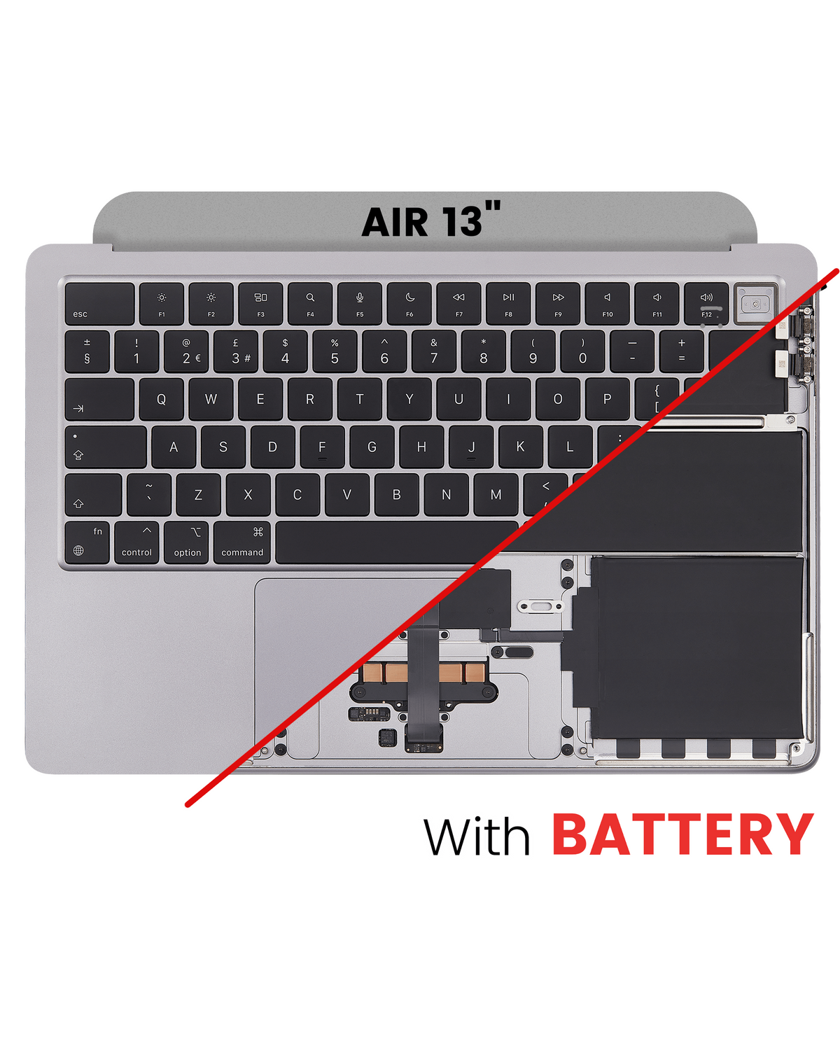 Top Case Assembly With Battery And Keyboard Compatible For MacBook Air 13" (A2681 / Mid 2022) (Space Gray) (UK Keyboard)