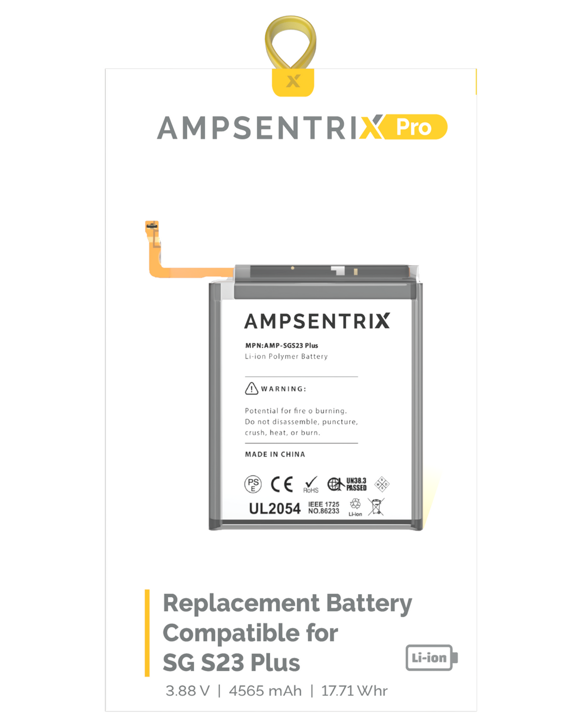 Replacement Battery Compatible For Samsung Galaxy S23 Plus (AmpSentrix Pro)