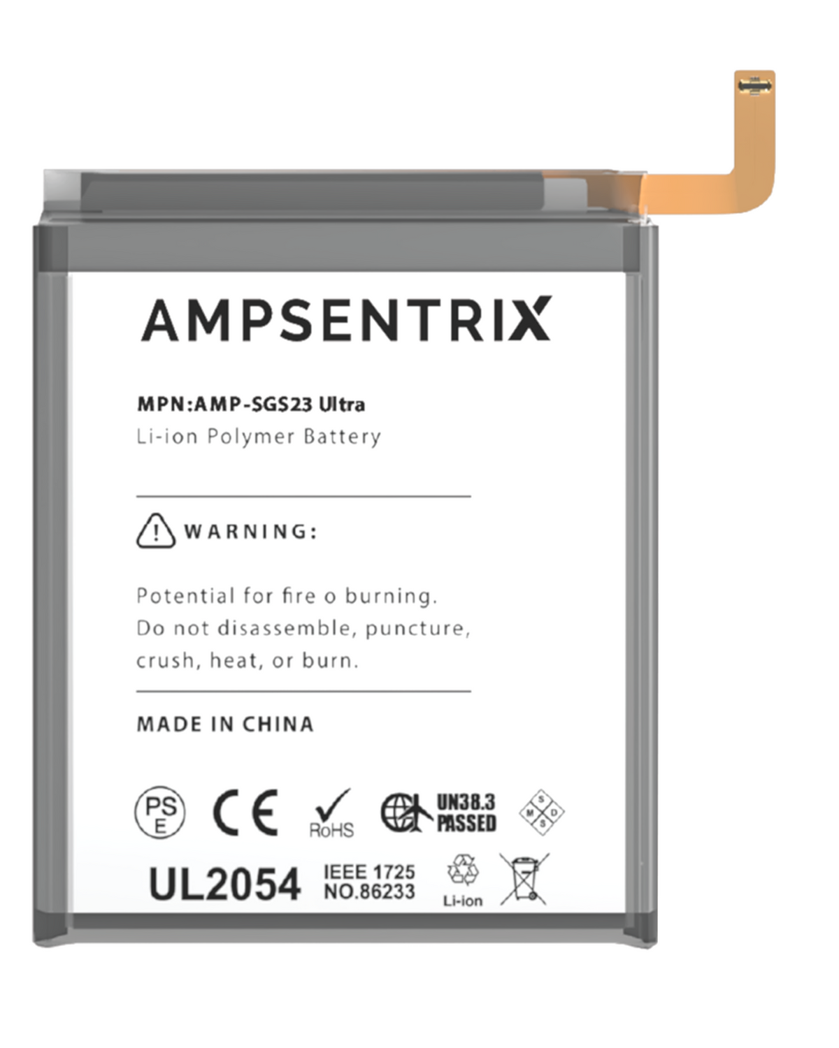 Replacement Battery Compatible For Samsung Galaxy S23 Ultra (AmpSentrix Pro)