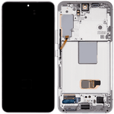 OLED Assembly With Frame Compatible For Samsung Galaxy S22 5G Replacement by Macfactory.Store(US & International Version) (Refurbished) (White)