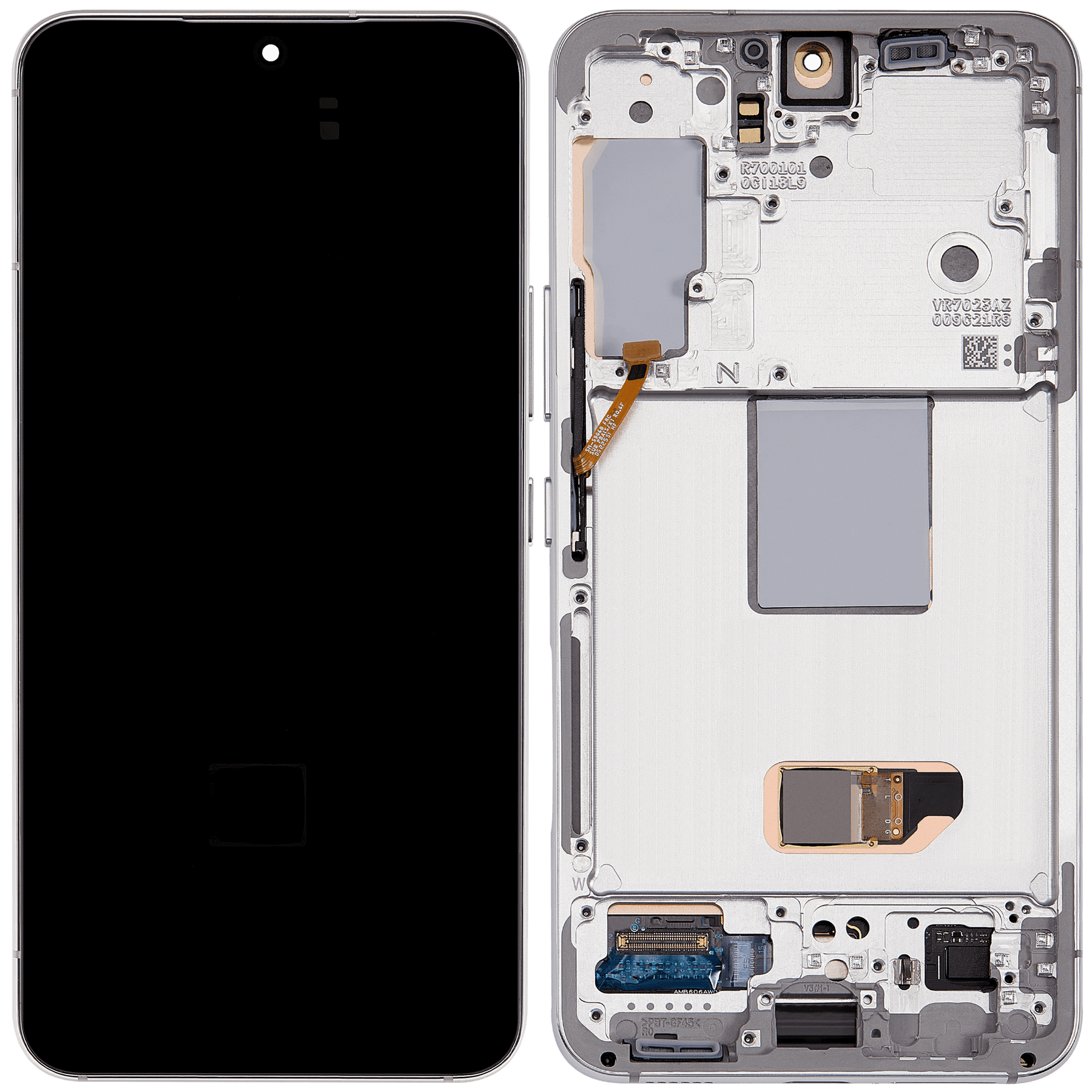 OLED Assembly With Frame Compatible For Samsung Galaxy S22 5G Replacement by Macfactory.Store(US & International Version) (Refurbished) (White)