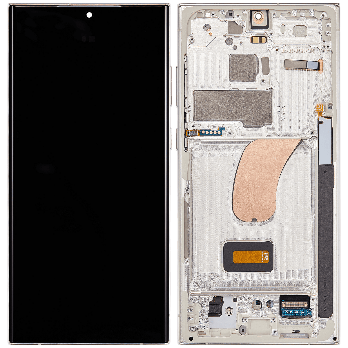 OLED Assembly With Frame Compatible For Samsung Galaxy S23 Ultra Replacement (US & International) (Refurbished) (Cream)