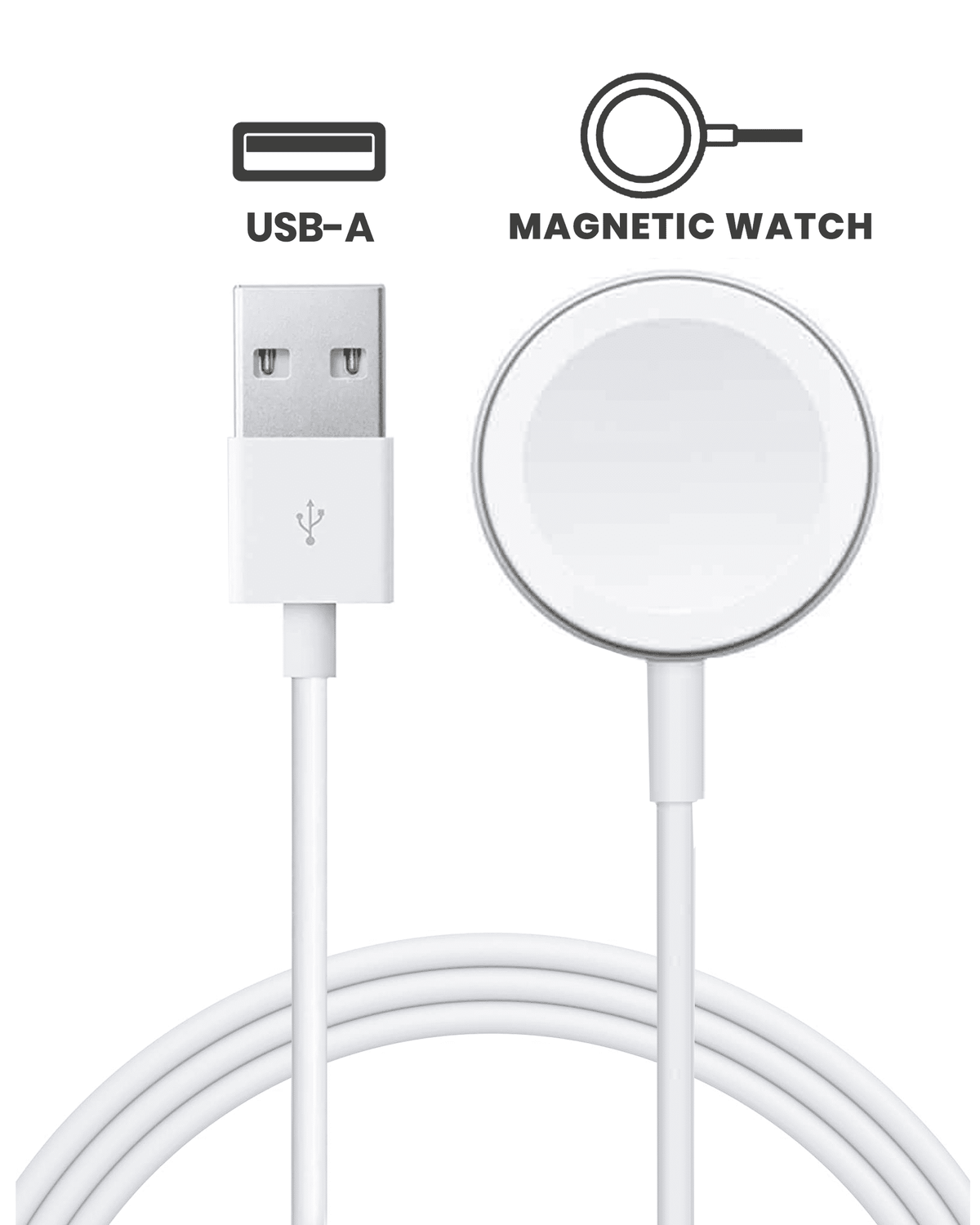 USB-A Magnetic Watch Charging Cable (6 Ft.) For All Watch Series (OEM Pull Grade: A)