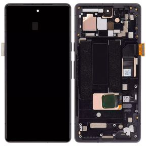 OLED Assembly With Frame Replacement (With Finger Print Scanner) Compatible For Google Pixel 7a 5G (Refurbished) (Charcoal)