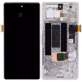 Replacement OLED Assembly With Frame (With Finger Print Scanner) Compatible For Google Pixel 7a 5G (Refurbished) (Snow)